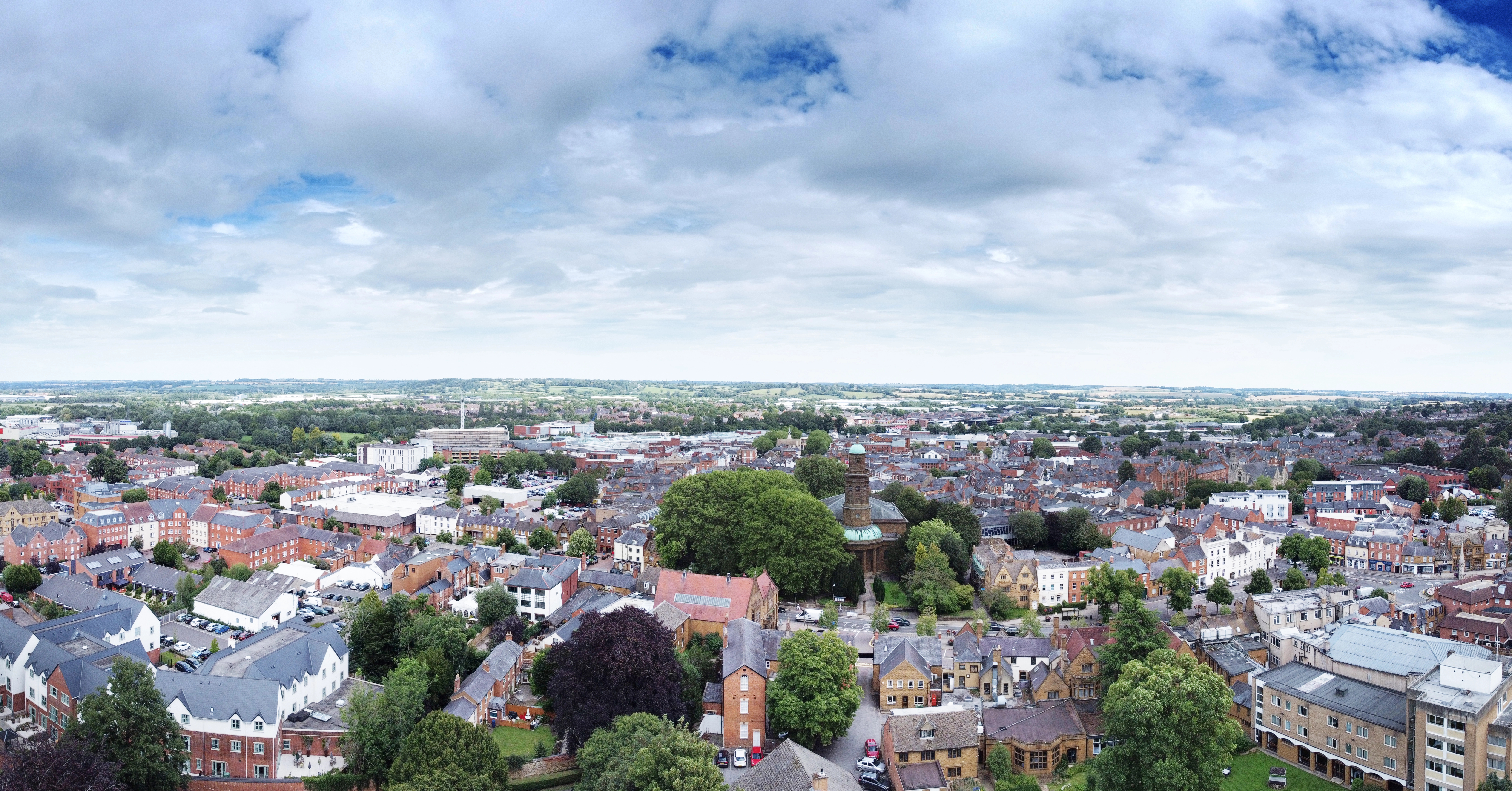 Aerial view of Banbury town centre, Oxfordshire - part time jobs in Banbury placed by JM&Co. Recruitment