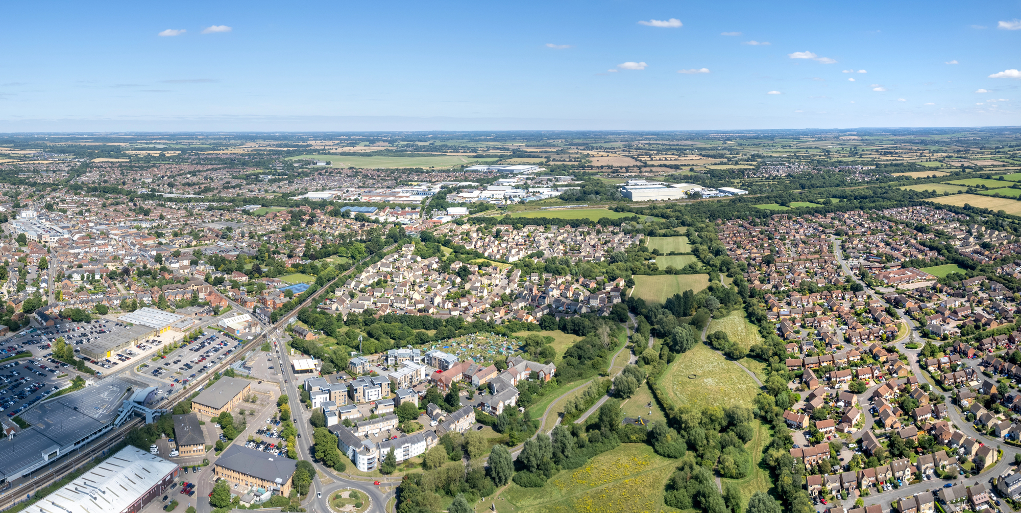 Aerial view of Bicester, Oxfordshire — jobs and recruitment in the OX26 area, JM&Co. Recruitment