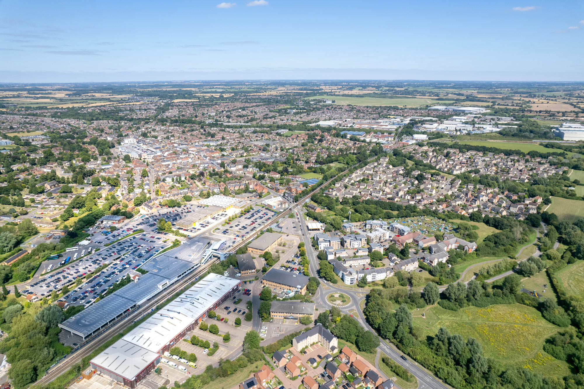 Aerial view of Bicester, Oxfordshire — jobs and recruitment in the OX26 area, JM&Co. Recruitment